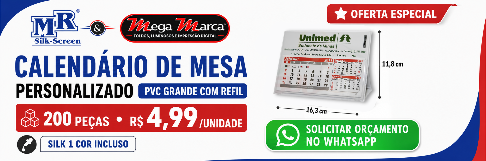 Calendário de Mesa Personalizado - oferta especial para WhatsApp