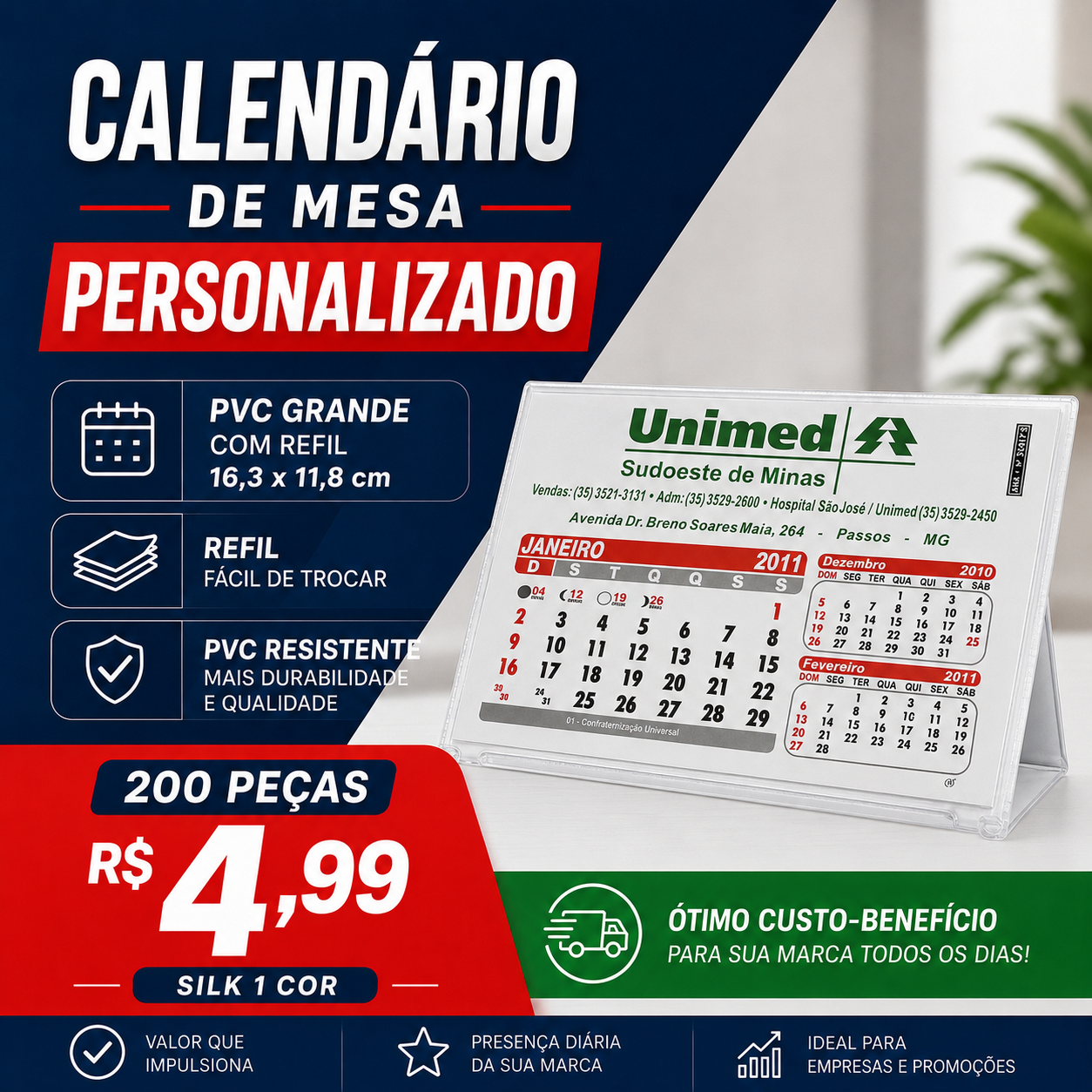 Calendário de Mesa Personalizado - oferta especial para WhatsApp
